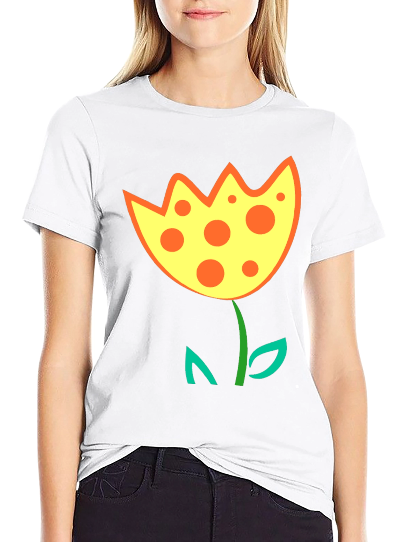 Funky Flower Graphic T-Shirt - Black Cotton Tee
