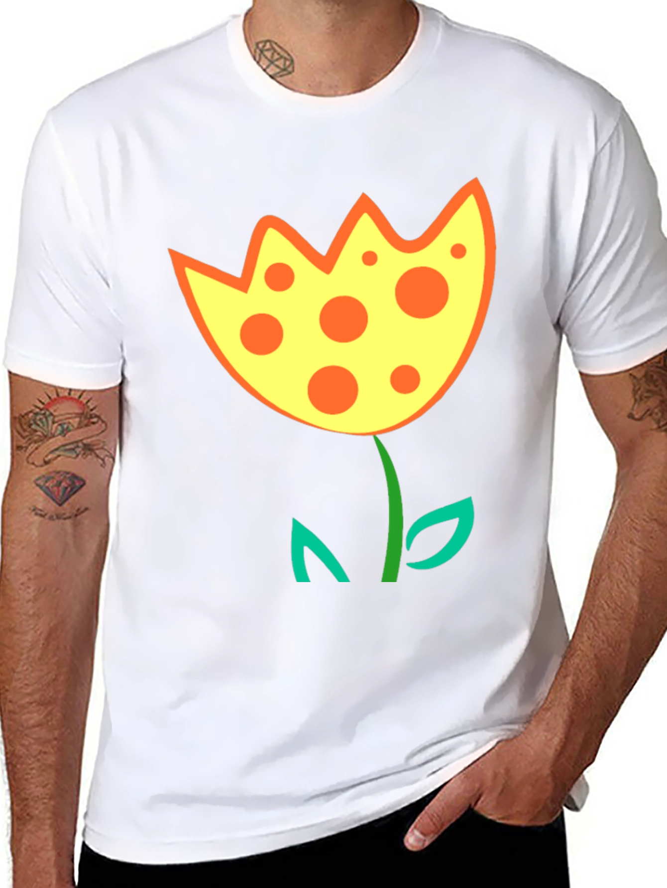Funky Flower Graphic T-Shirt - Black Cotton Tee