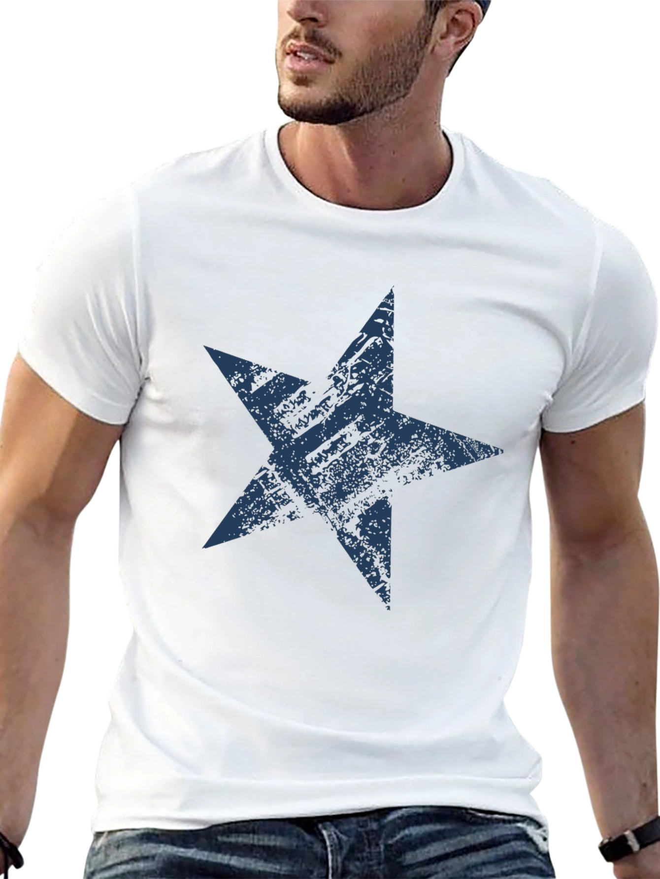 Distressed Star Graphic Black Tee