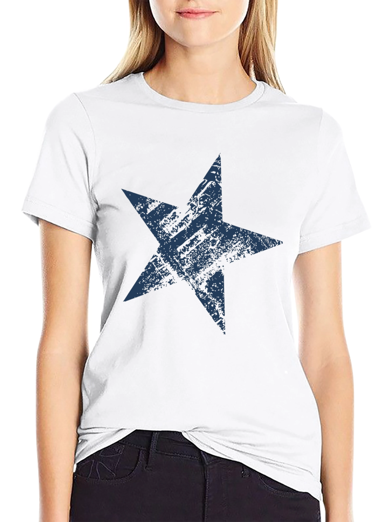 Distressed Star Graphic Black Tee