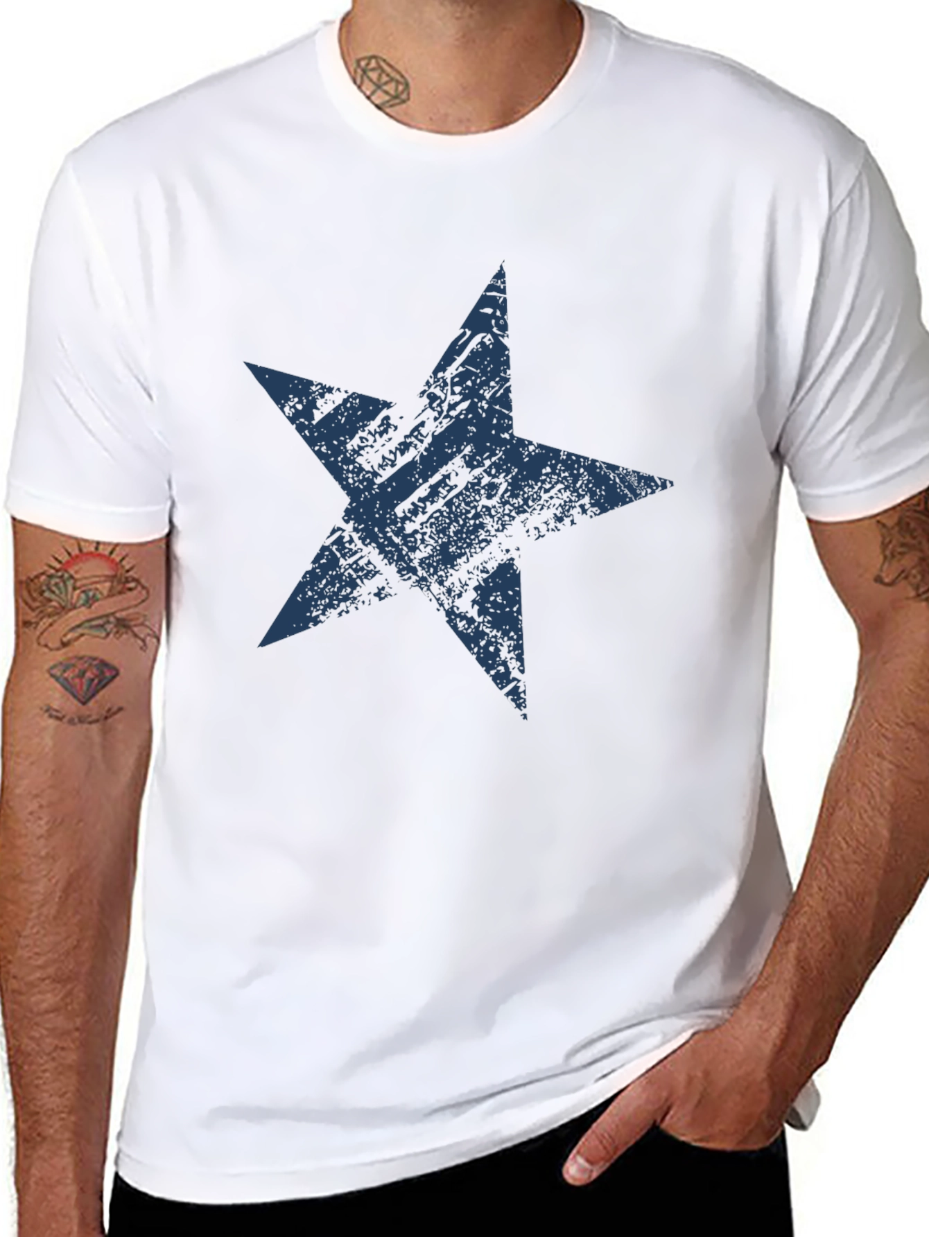 Distressed Star Graphic Black Tee