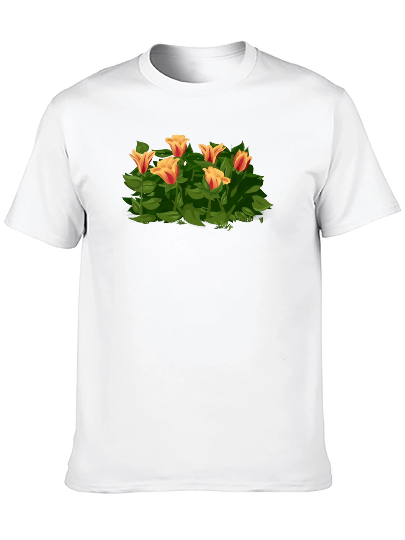 Floral Tulip Graphic Tee - Stylish Black T-Shirt