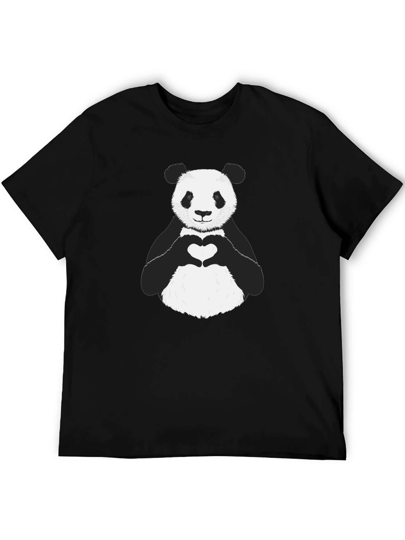 Panda Heart Graphic Tee - Black Unisex Shirt