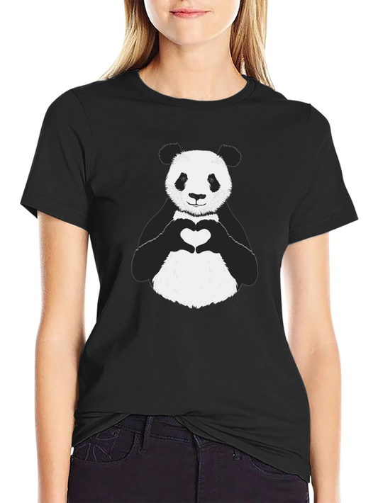 Panda Heart Graphic Tee - Black Unisex Shirt