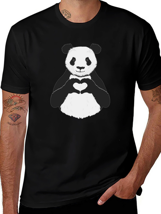 Panda Heart Graphic Tee - Black Unisex Shirt