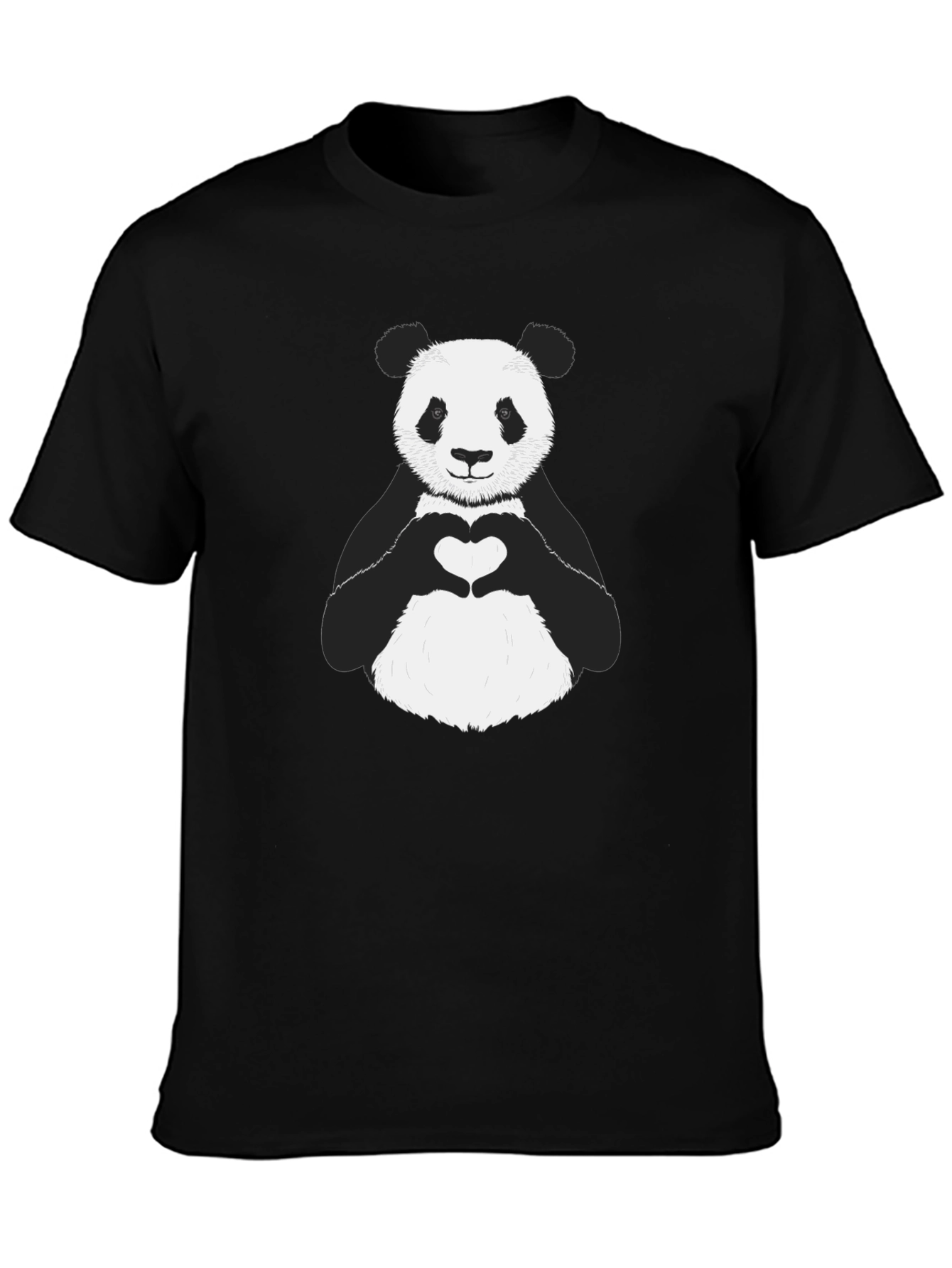 Panda Heart Graphic Tee - Black Unisex Shirt