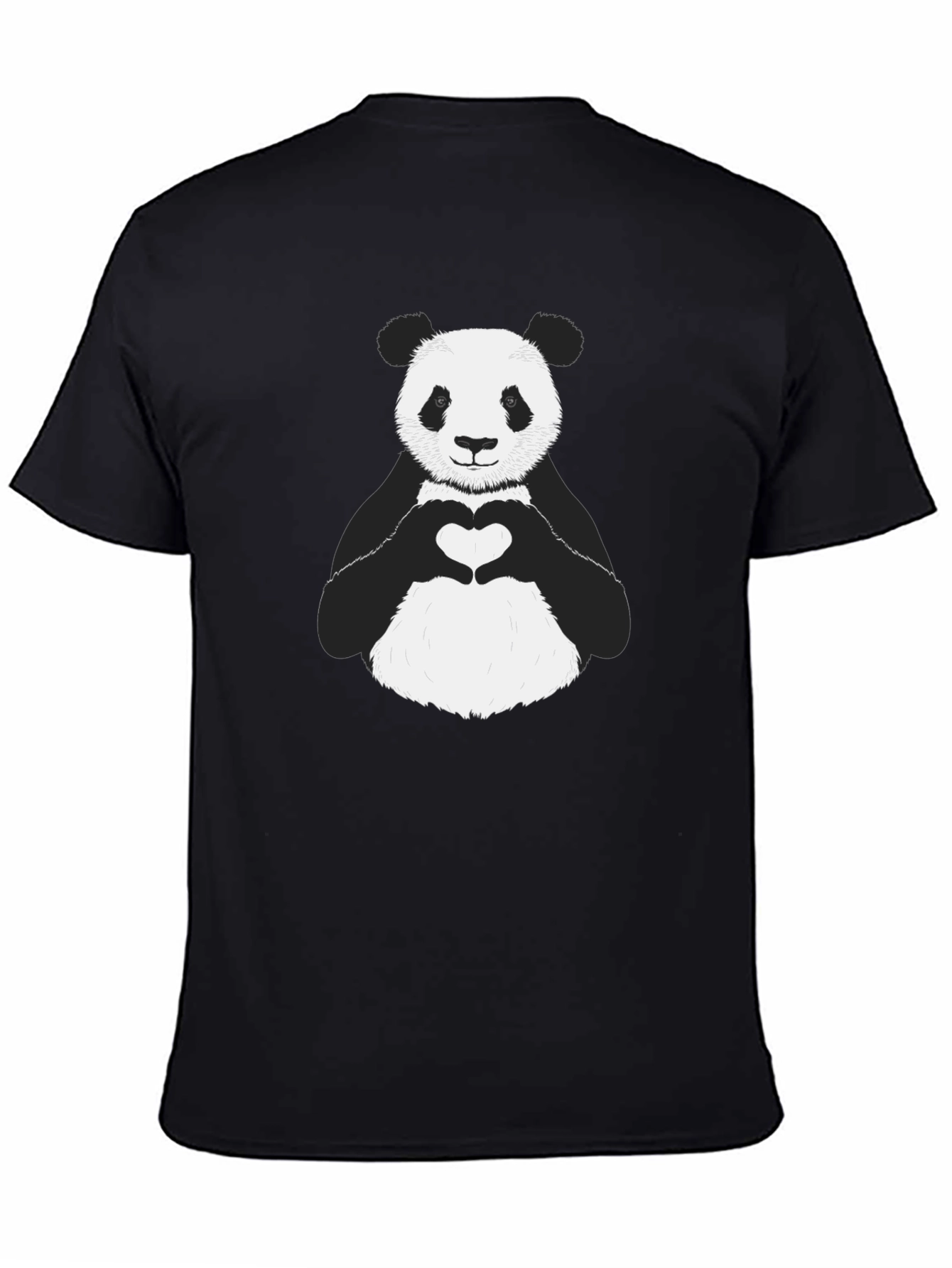 Panda Heart Graphic Tee - Black Unisex Shirt