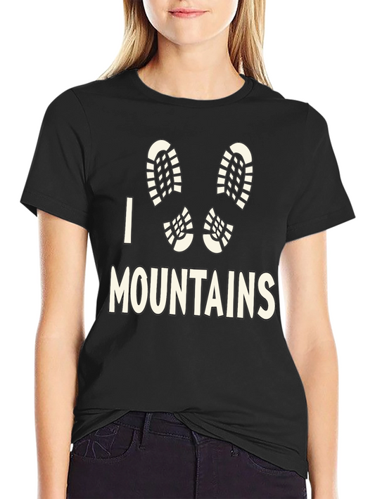 I Heart Mountains Black T-Shirt Hiking