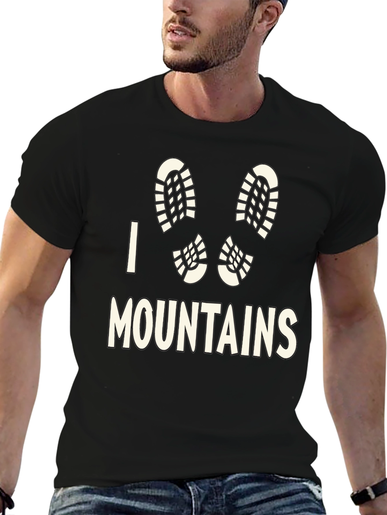 I Heart Mountains Black T-Shirt Hiking