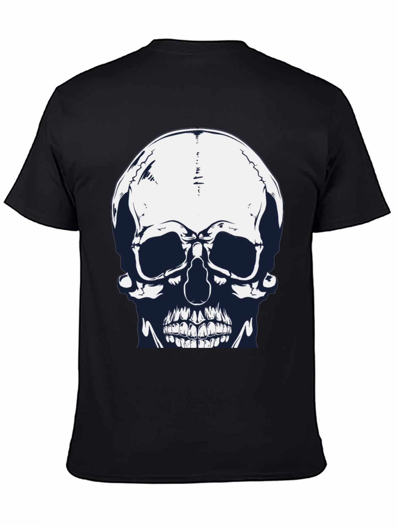 Skull Graphic Print Black Tee for Men