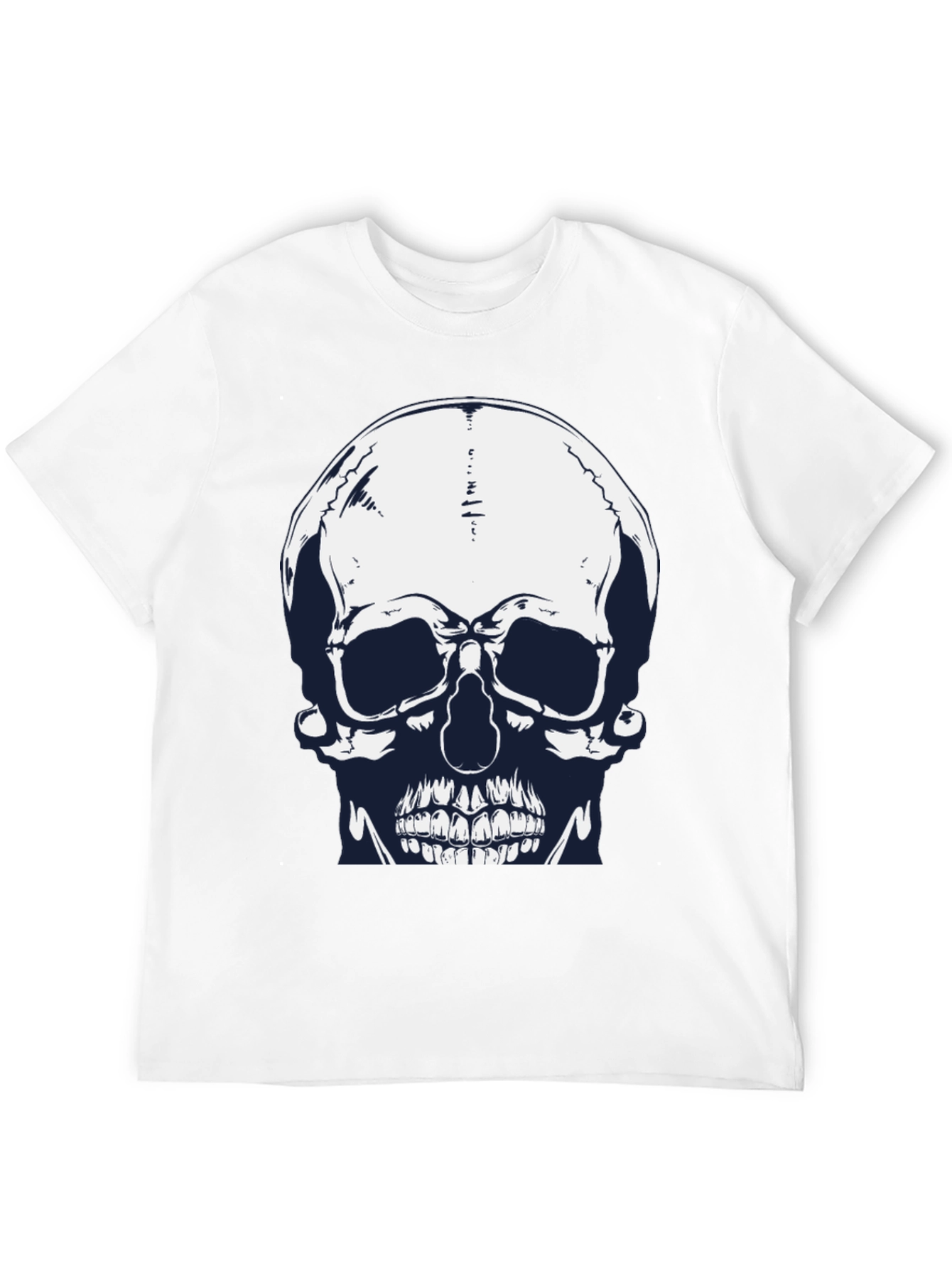 Skull Graphic Print Black Tee for Men