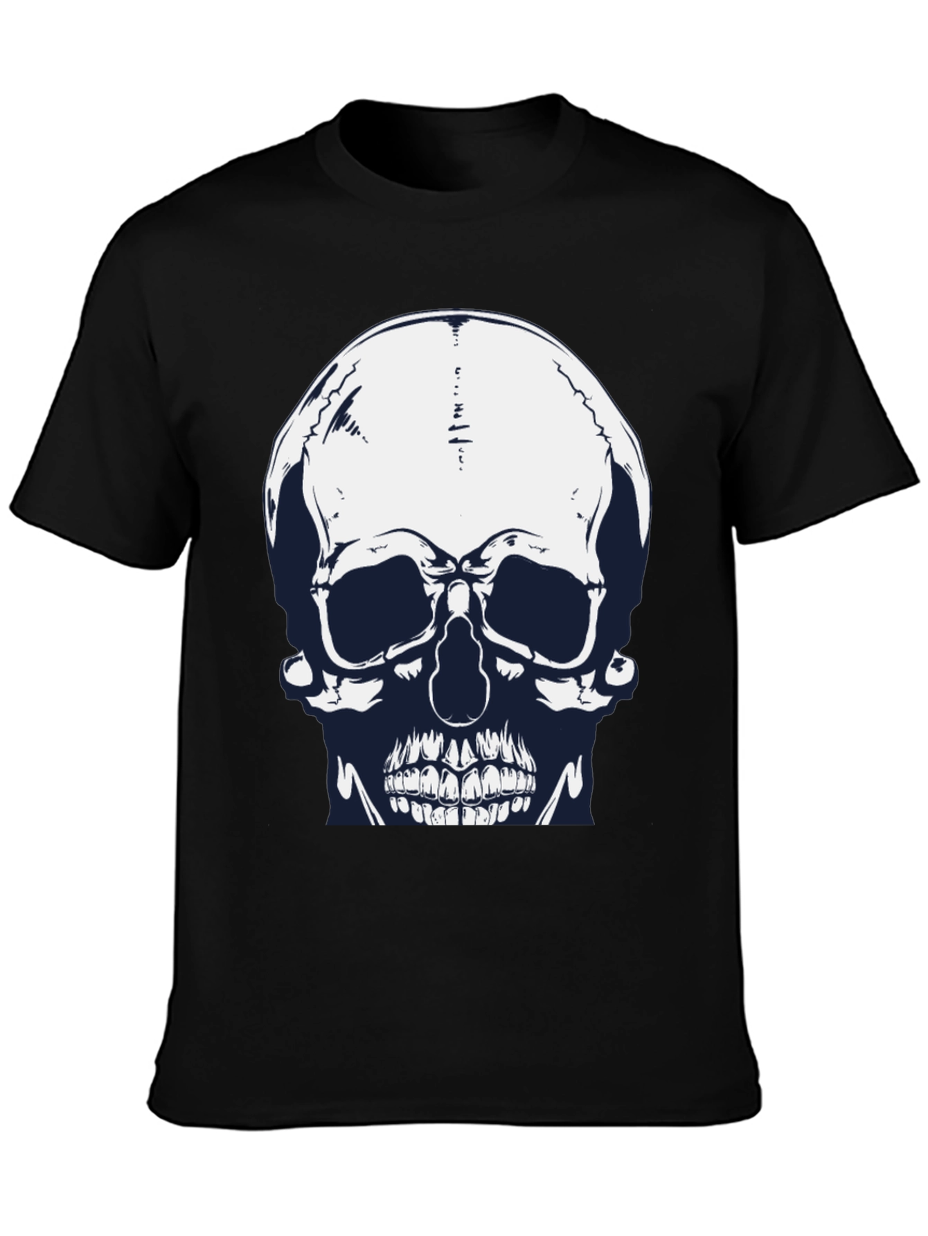 Skull Graphic Print Black Tee for Men