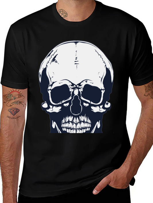 Skull Graphic Print Black Tee for Men
