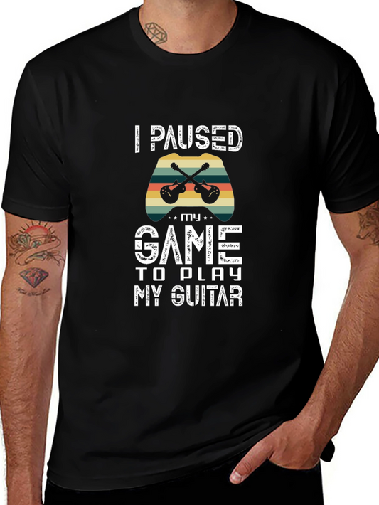 I Paused My Game To Play My Guitar Black T-Shirt