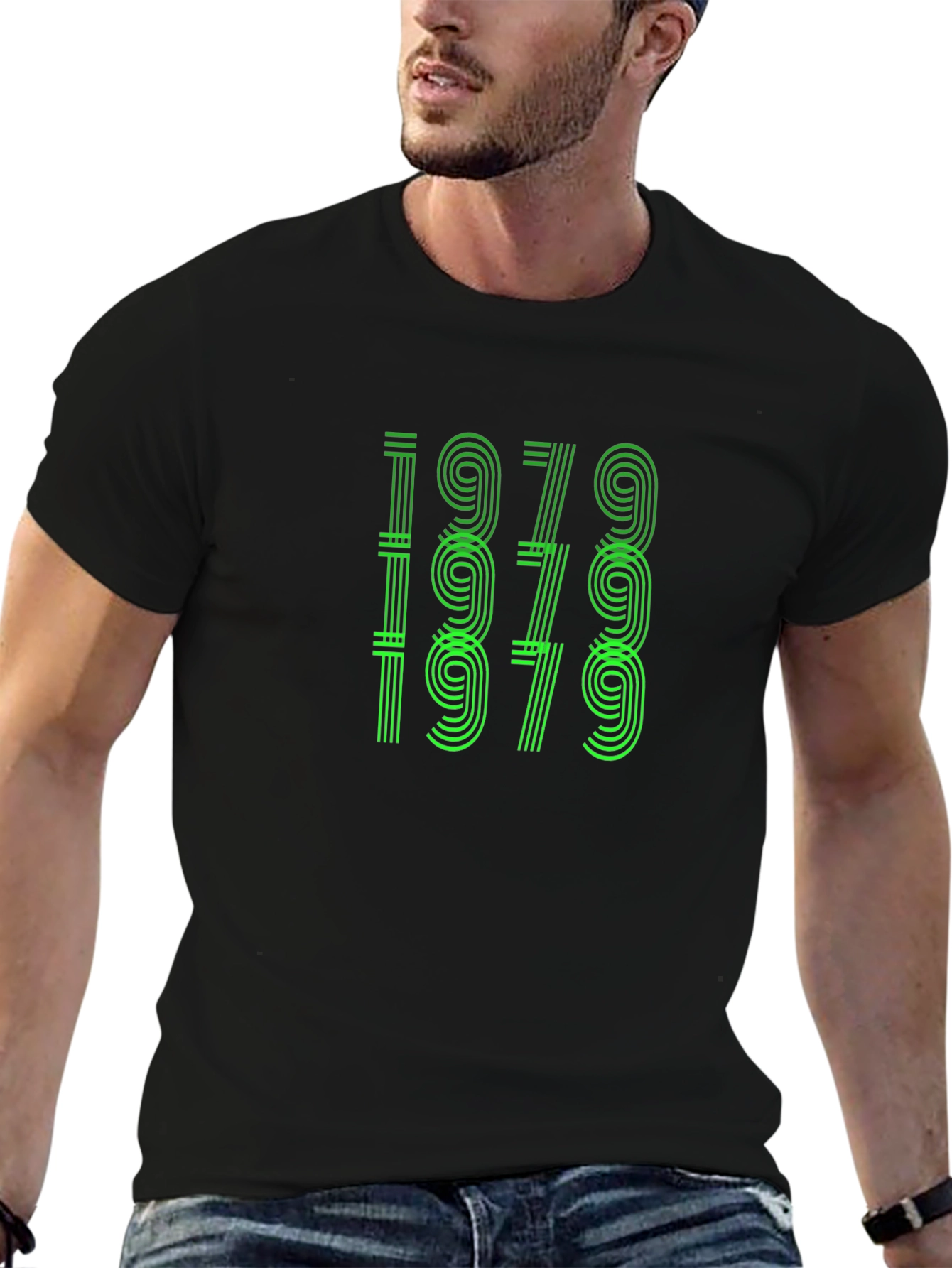Retro 1979 Graphic Tee - Black Cotton T-Shirt