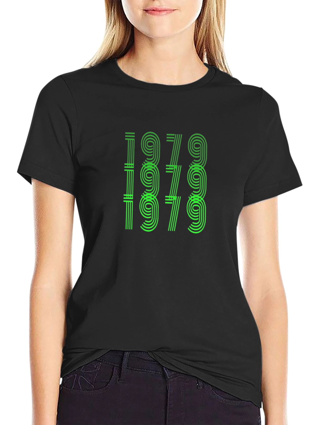Retro 1979 Graphic Tee - Black Cotton T-Shirt
