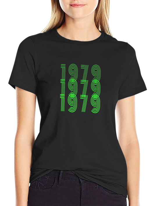 Retro 1979 Graphic Tee - Black Cotton T-Shirt
