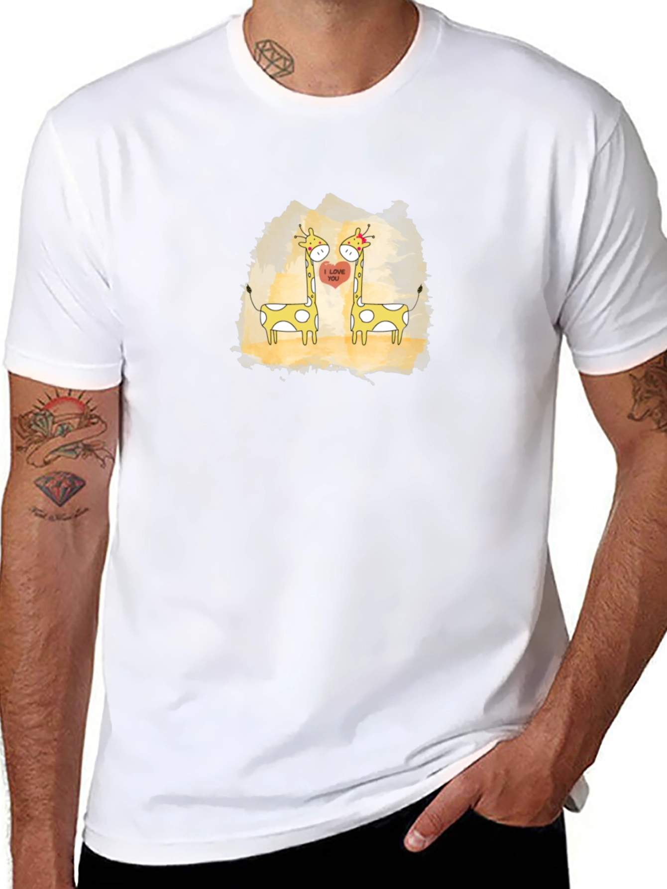 Cute Giraffe Love T-Shirt - Black