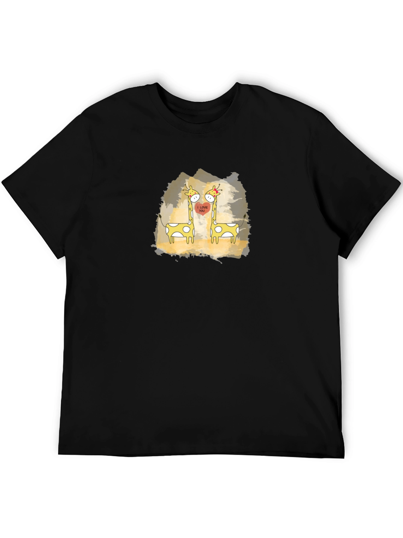 Cute Giraffe Love T-Shirt - Black