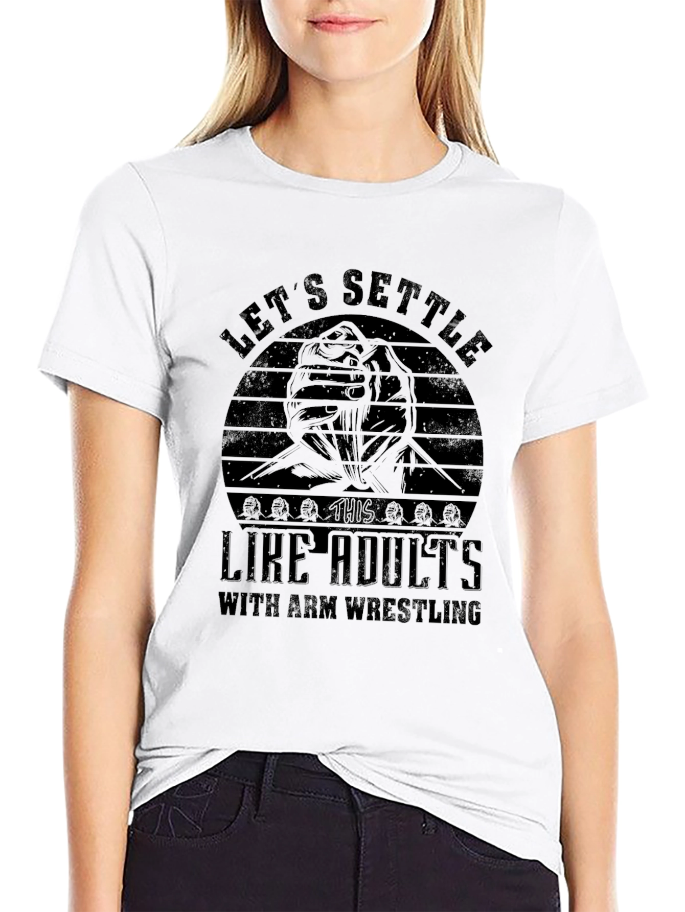 Lets Settle This Like Adults Arm Wrestling Graphic T-Shirt