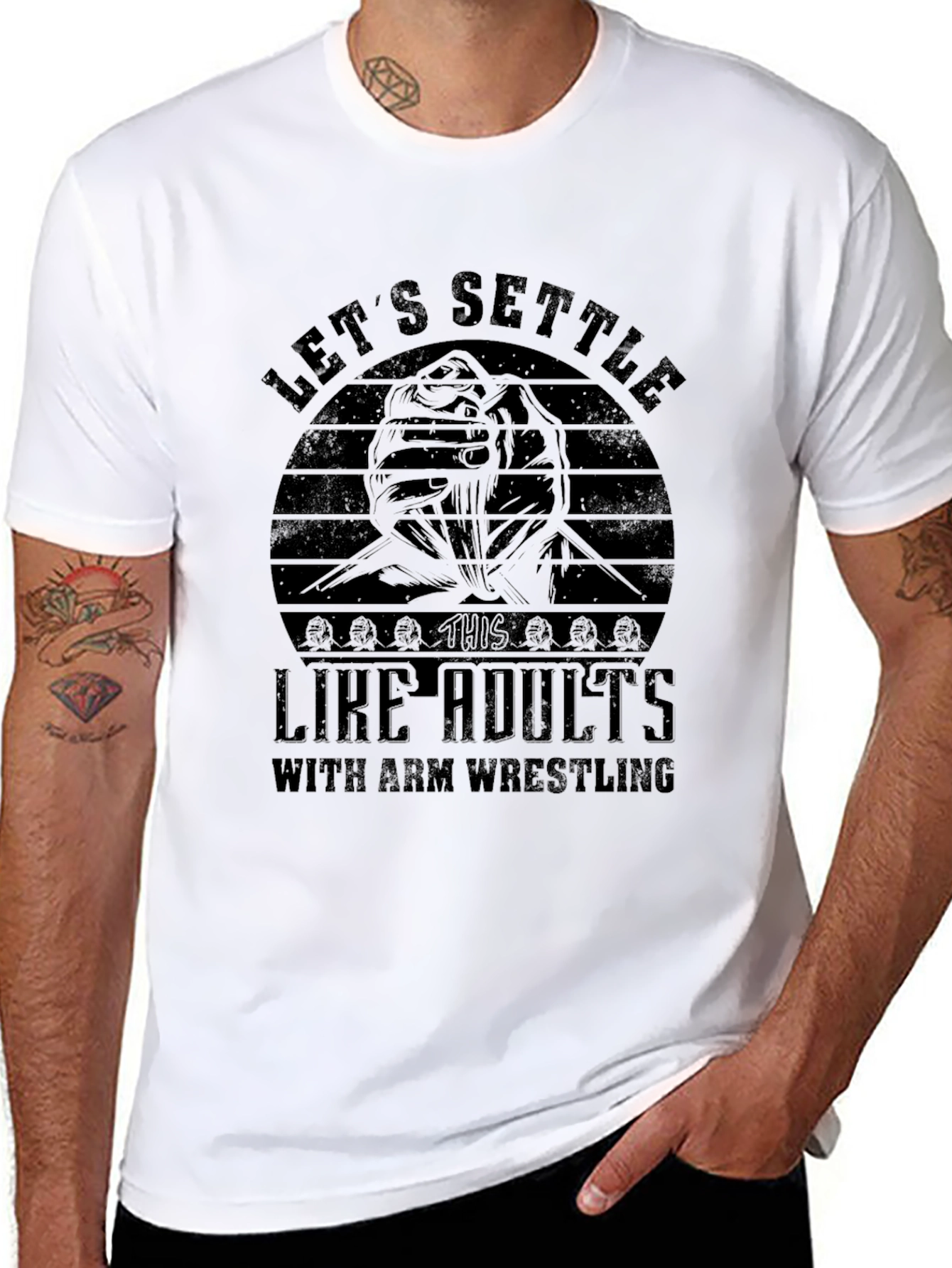 Lets Settle This Like Adults Arm Wrestling Graphic T-Shirt