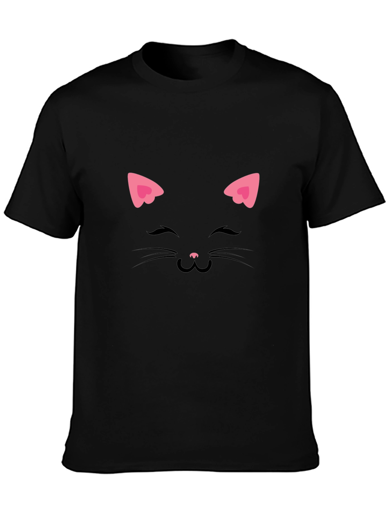 Cute Black Cat Face Graphic Tee