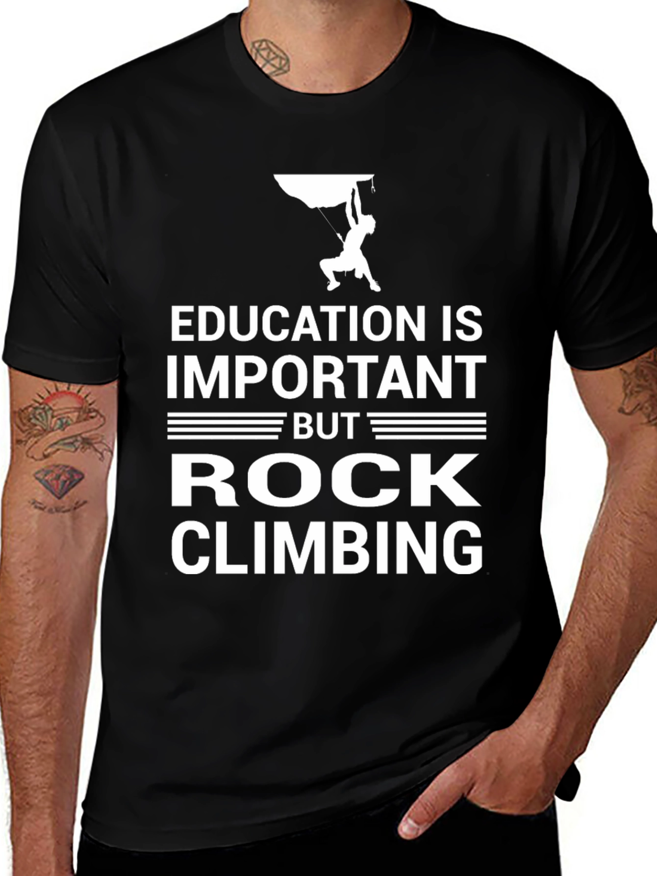 Education Important Rock Climbing Graphic Tee