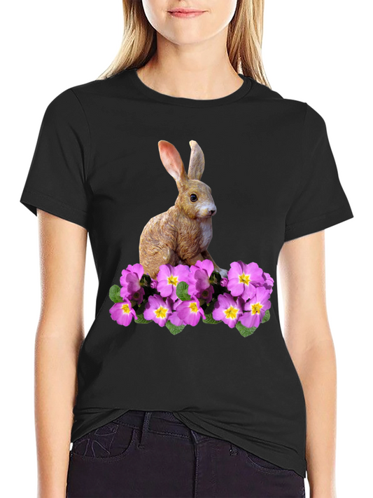 Rabbit & Floral Print Tee - Nature Lovers Apparel