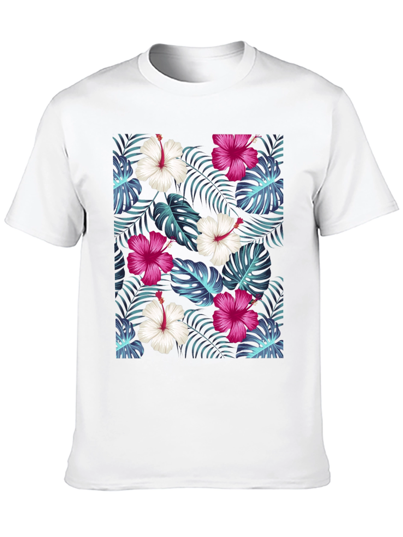 Tropical Floral Print Black T-Shirt