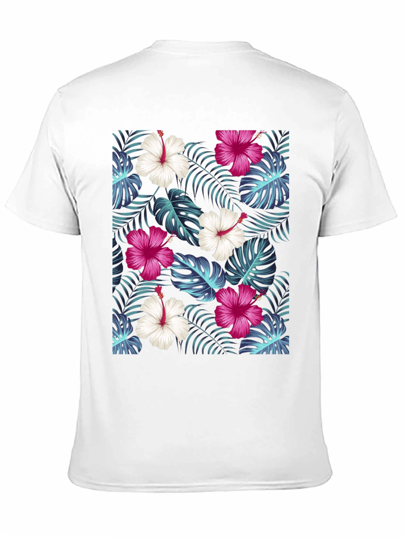 Tropical Floral Print Black T-Shirt
