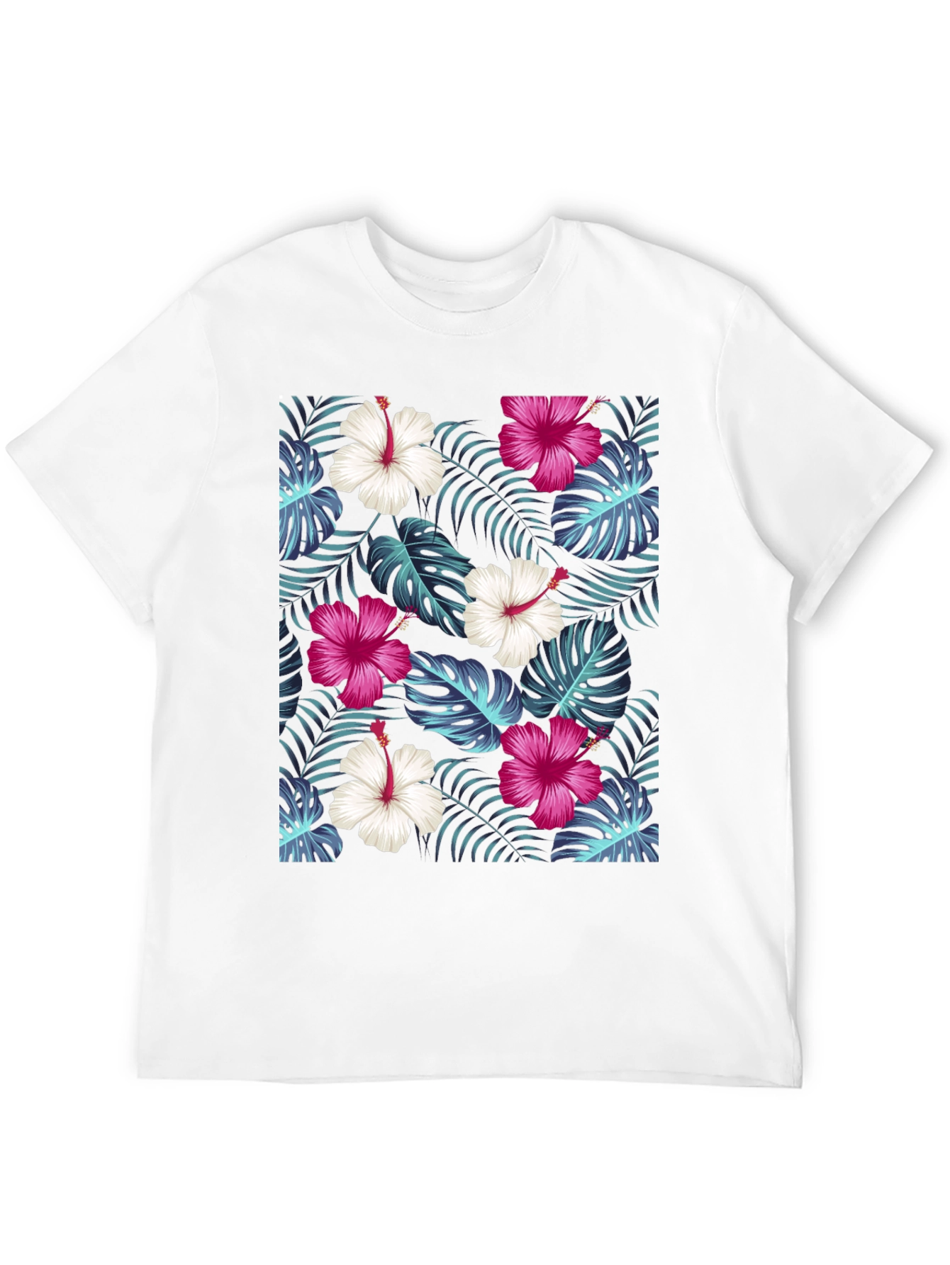 Tropical Floral Print Black T-Shirt