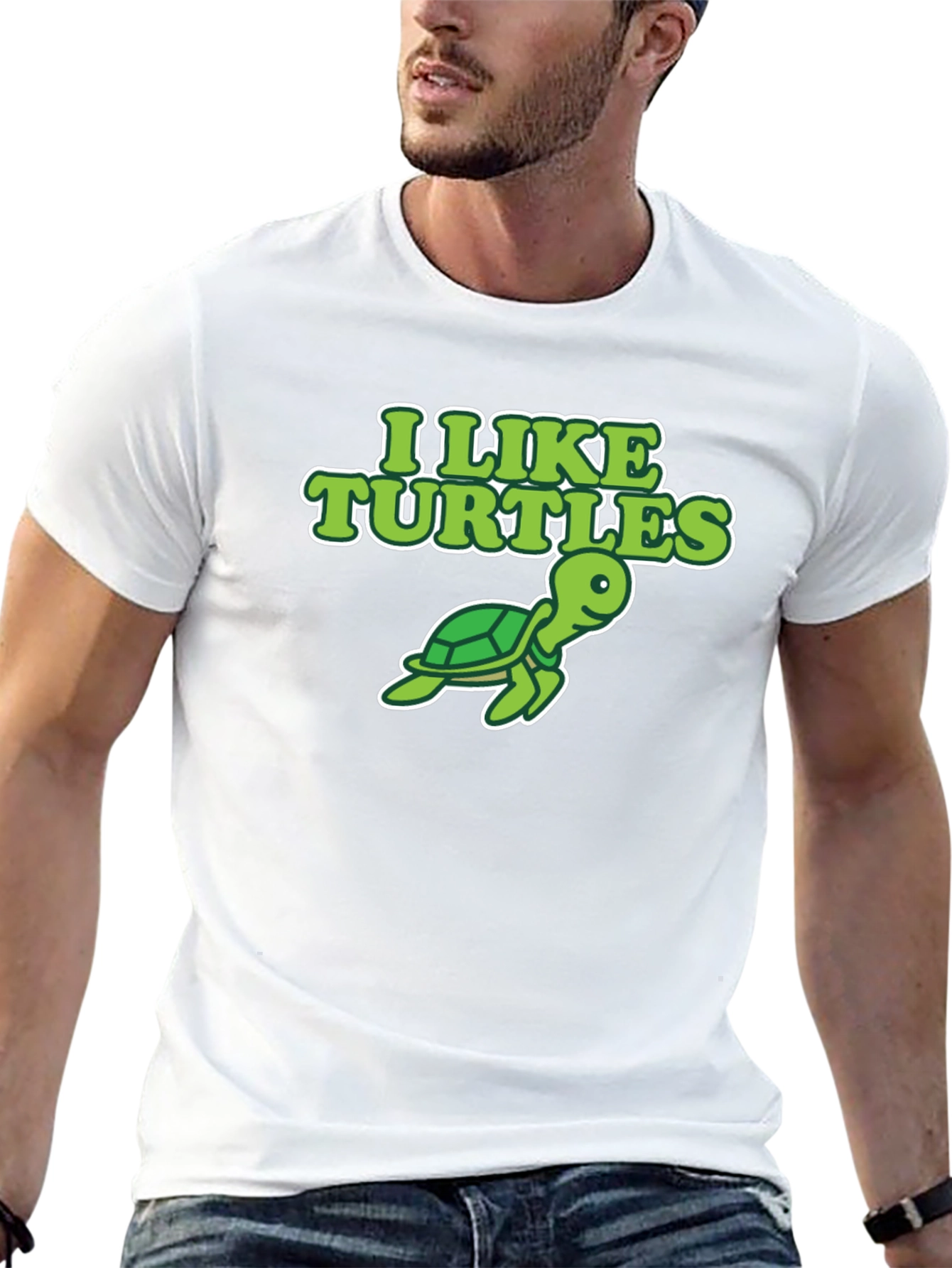 I Like Turtles Graphic Tee - Black Cotton T-Shirt