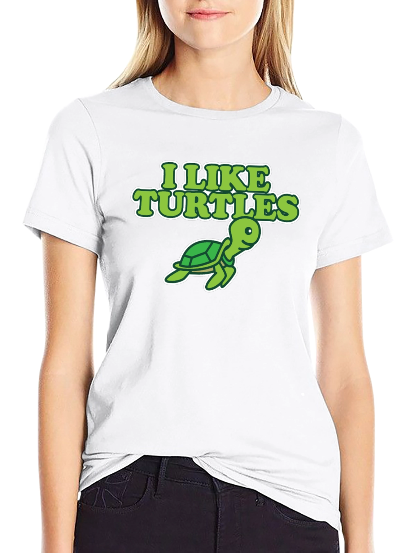 I Like Turtles Graphic Tee - Black Cotton T-Shirt