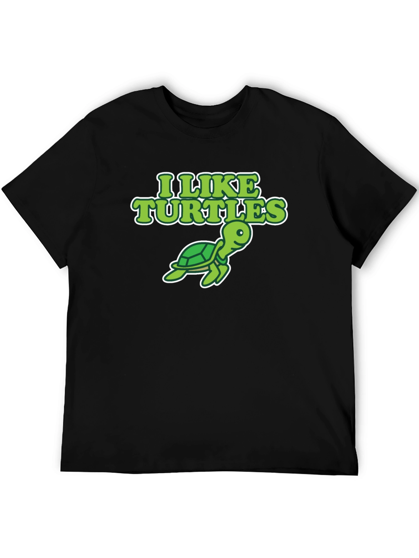 I Like Turtles Graphic Tee - Black Cotton T-Shirt