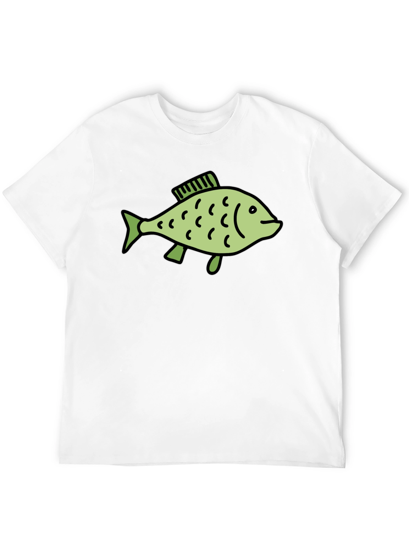 Black T-Shirt with Green Fish Graphic