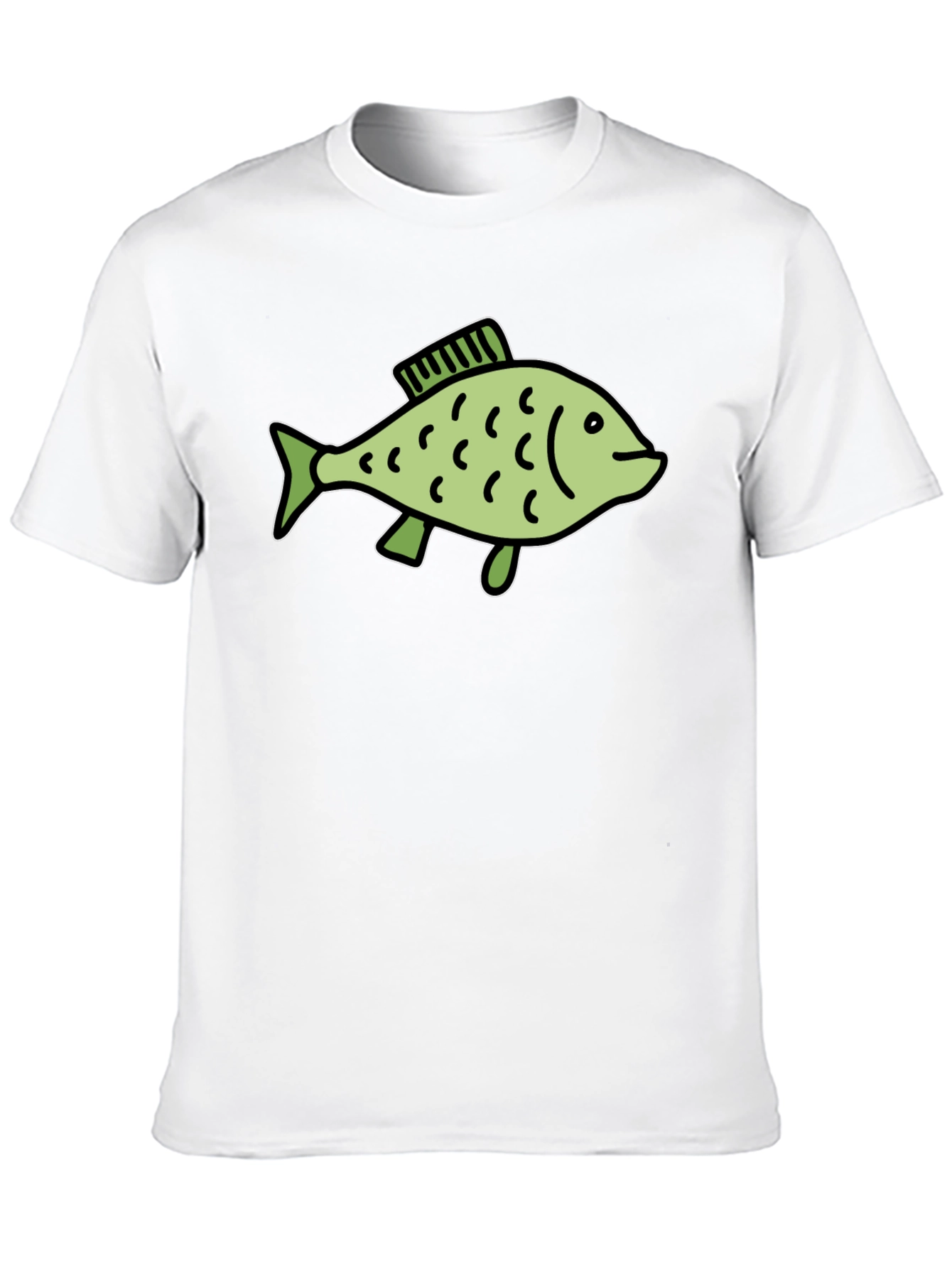 Black T-Shirt with Green Fish Graphic