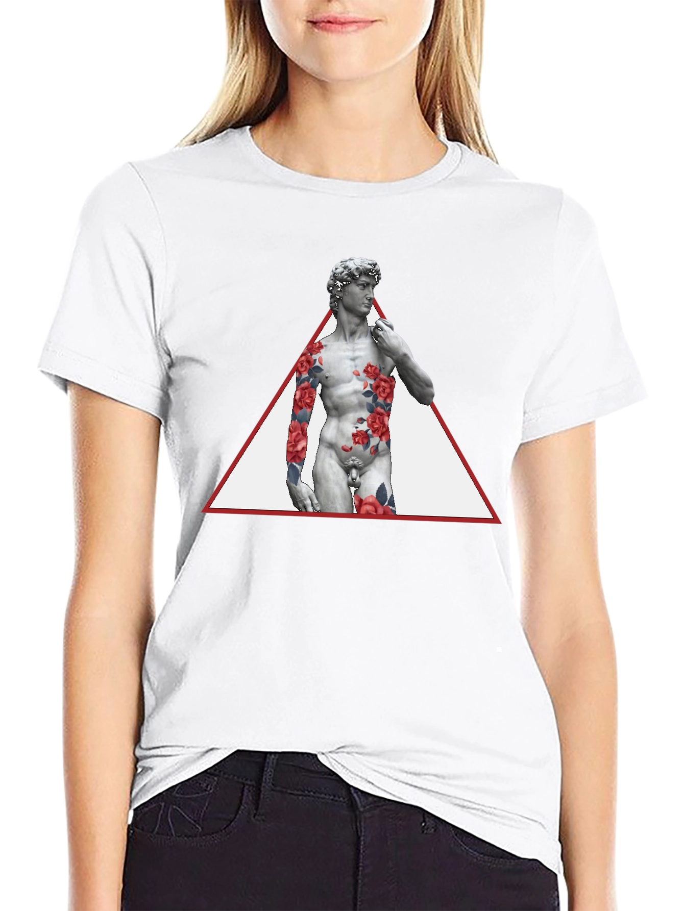 David Statue Floral Triangle Mens Tee