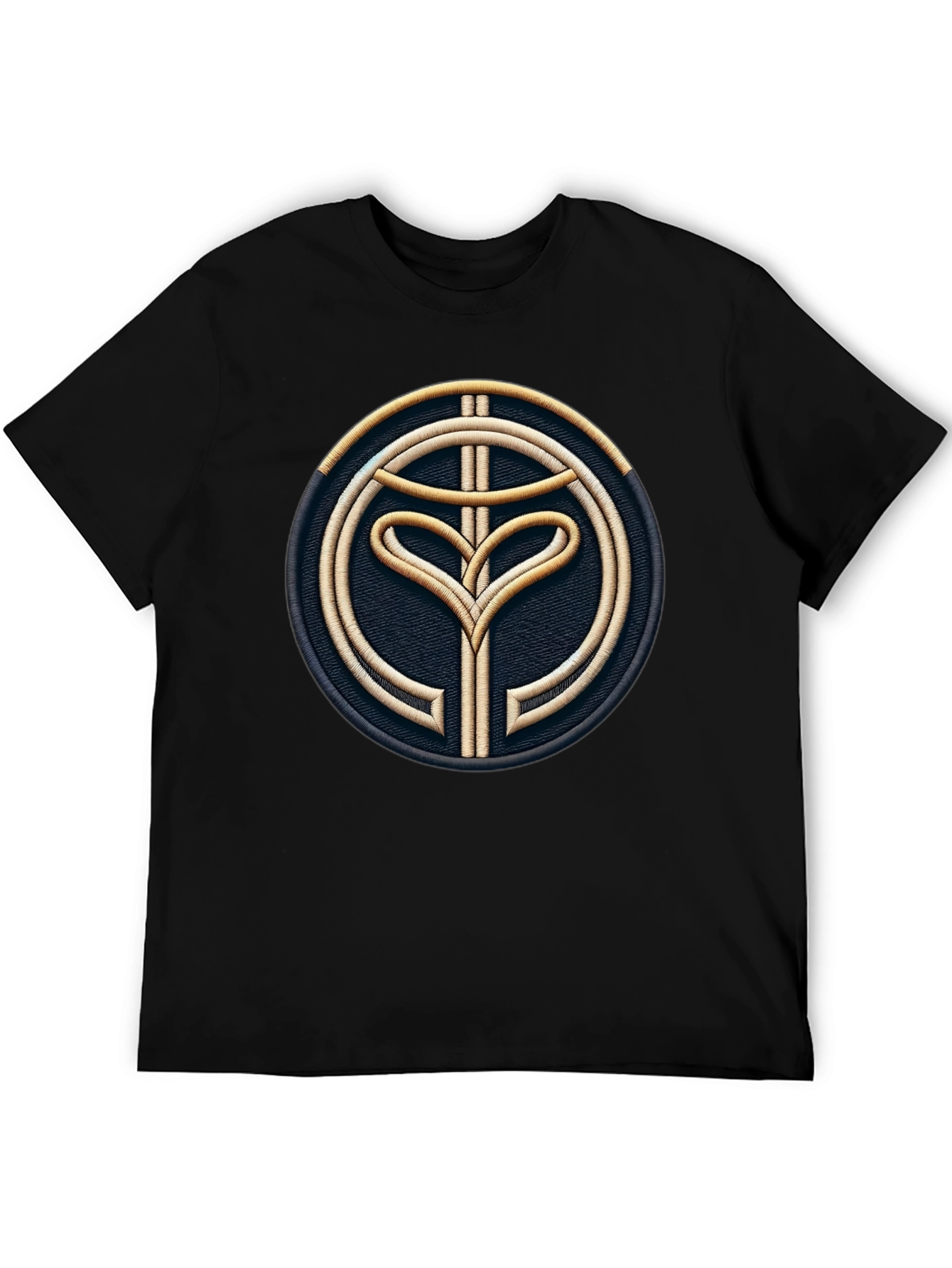 Embroidered Emblem Black Tee - Modern Style