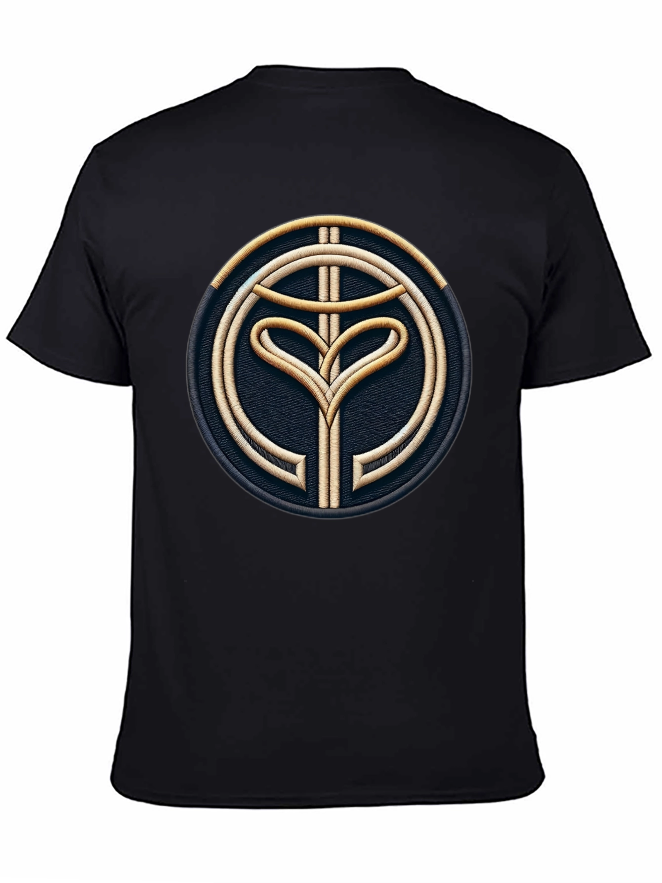Embroidered Emblem Black Tee - Modern Style