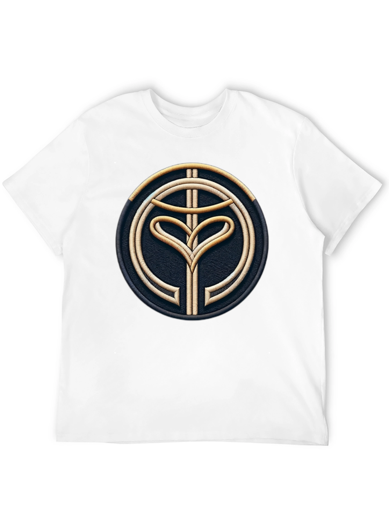 Embroidered Emblem Black Tee - Modern Style