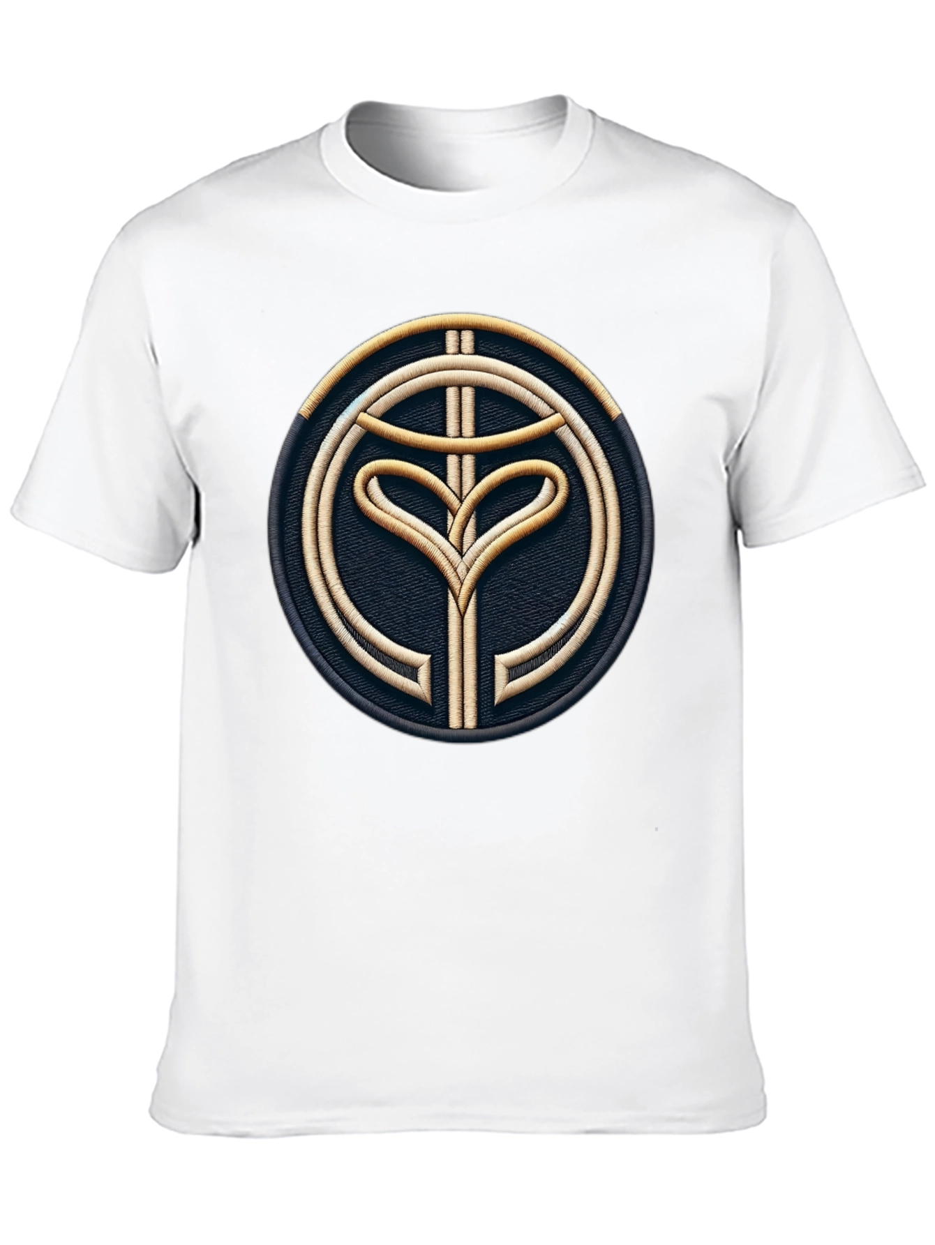 Embroidered Emblem Black Tee - Modern Style