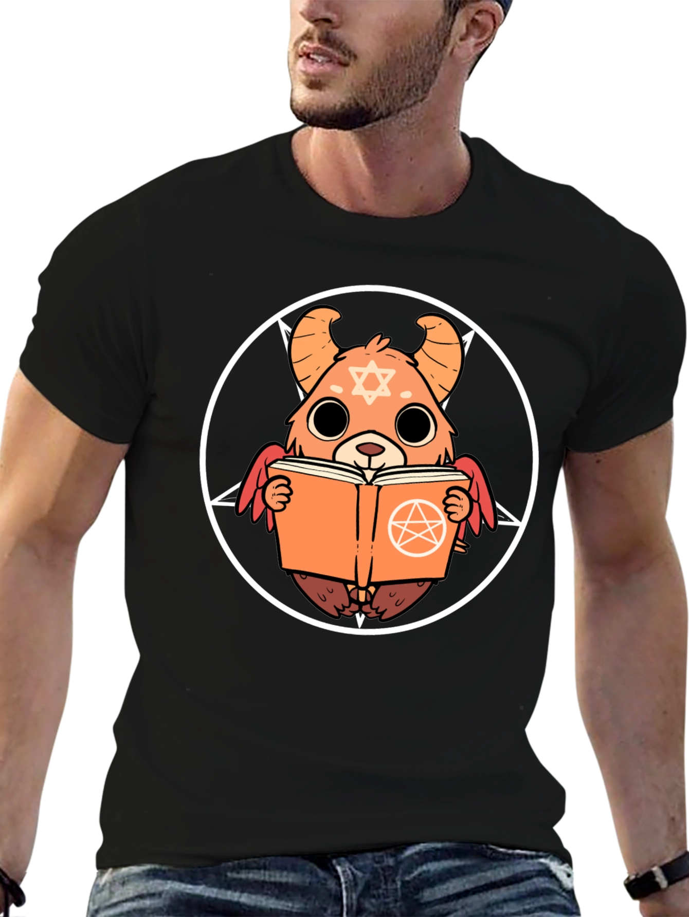 Occult Bear Graphic Tee - Black Cotton T-Shirt