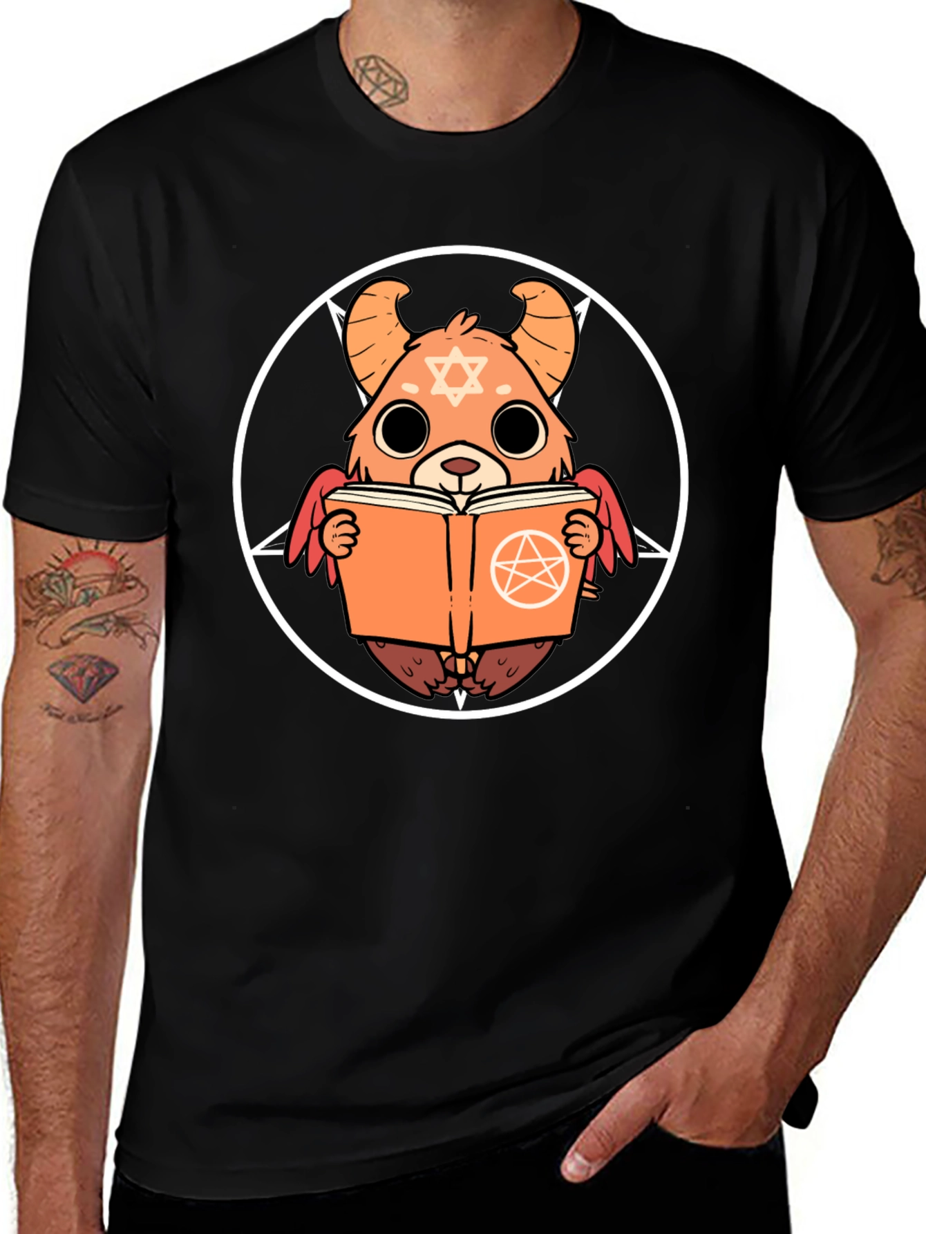 Occult Bear Graphic Tee - Black Cotton T-Shirt
