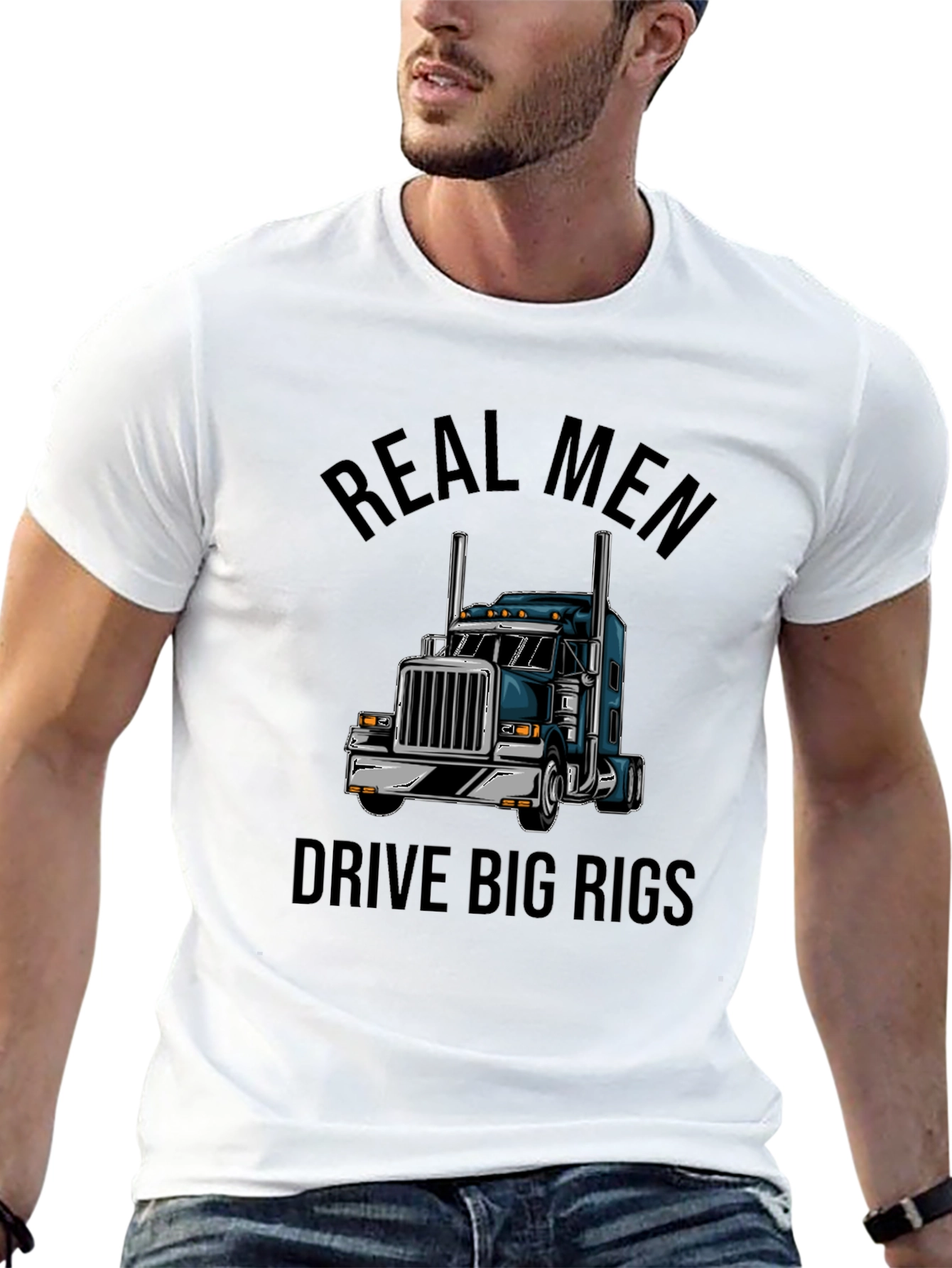 Real Men Drive Big Rigs Black T-Shirt