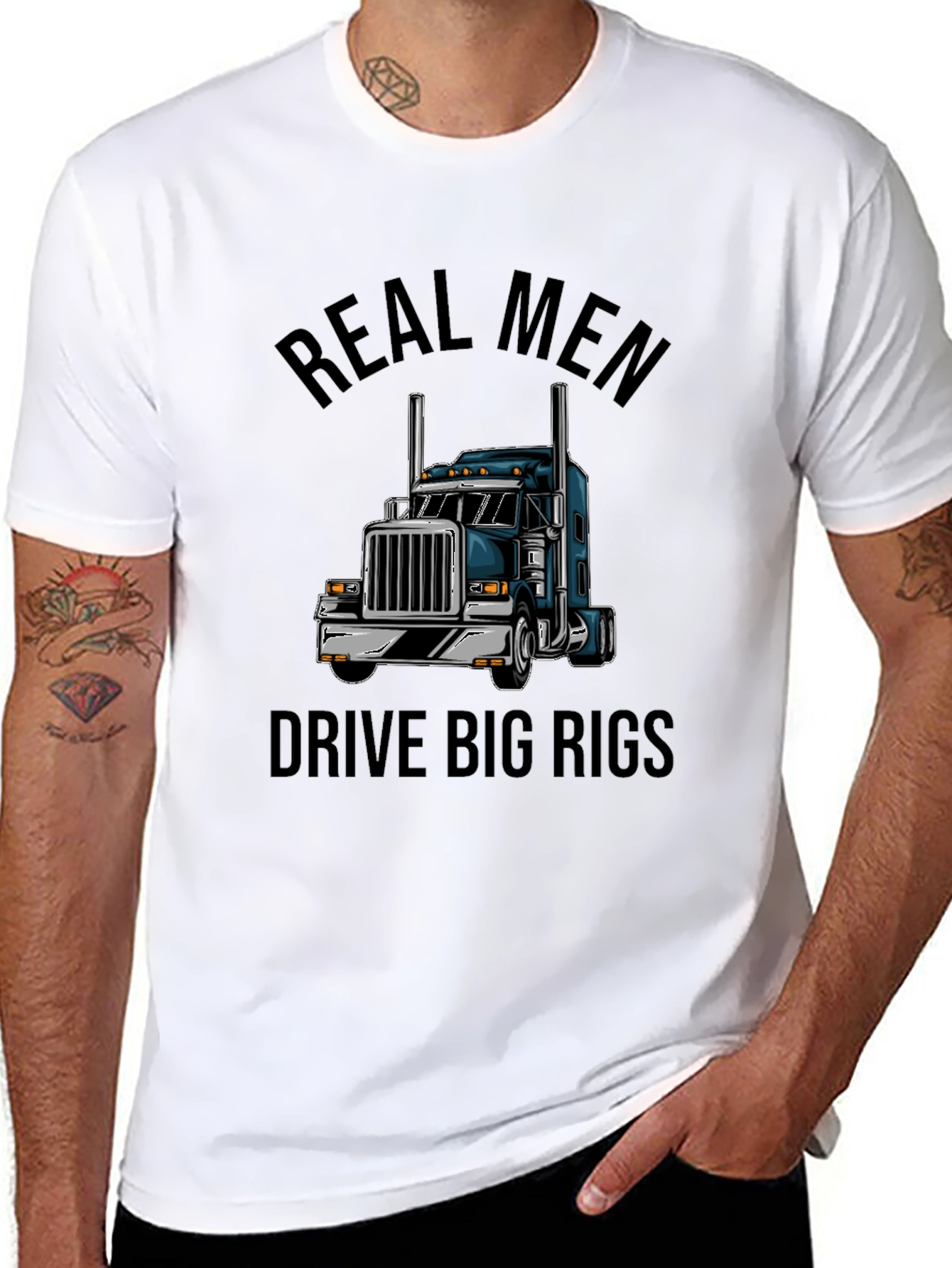 Real Men Drive Big Rigs Black T-Shirt