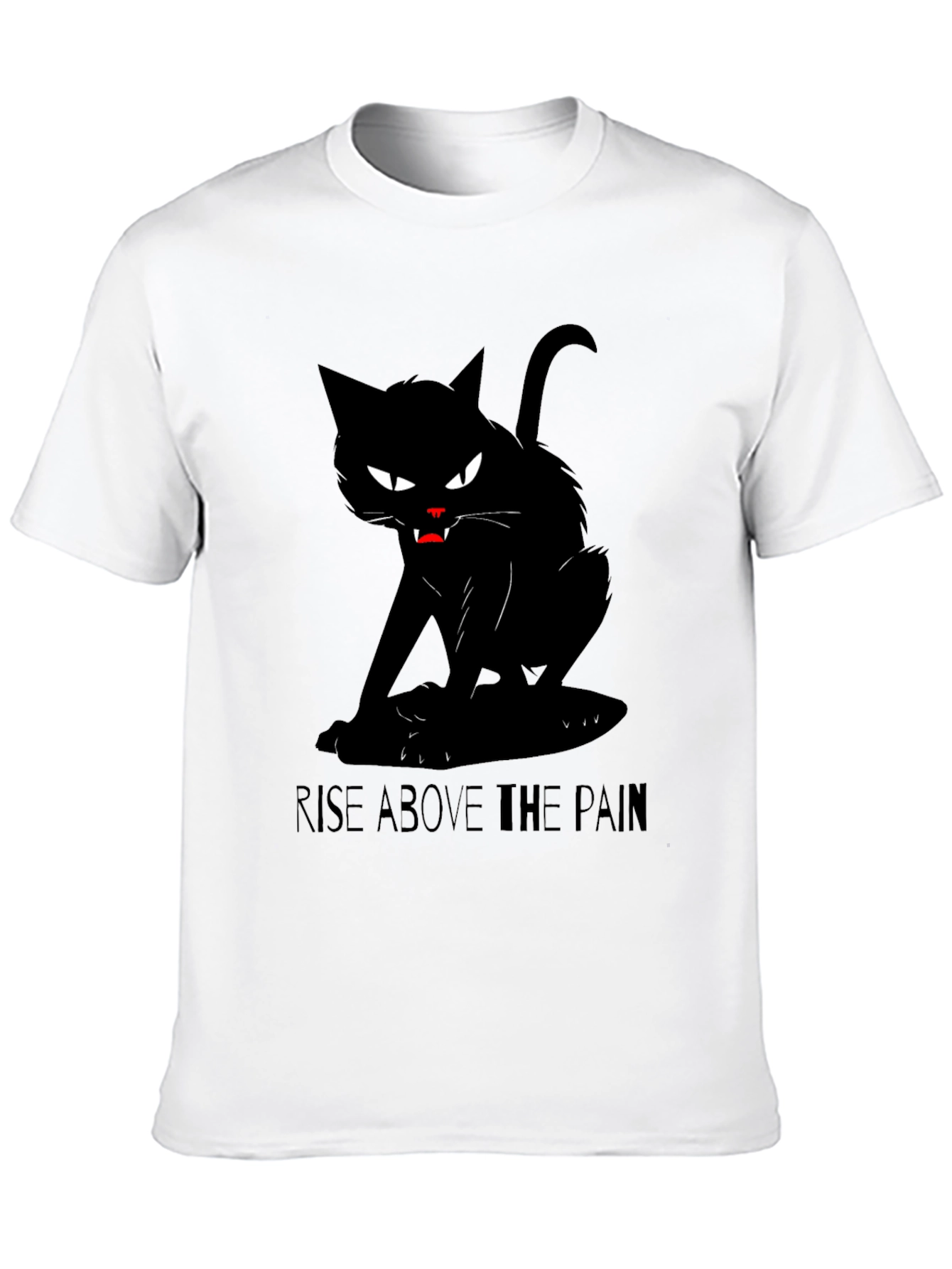 Rise Above the Pain Black Cat Graphic T-Shirt