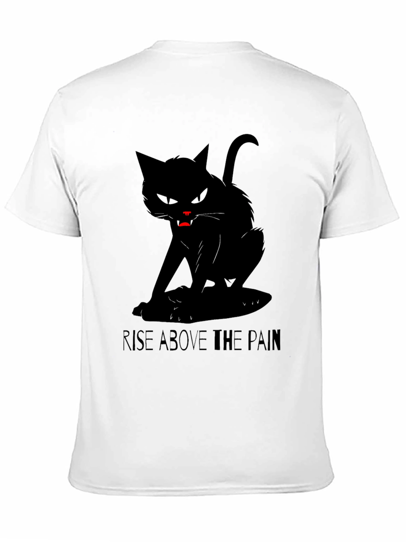 Rise Above the Pain Black Cat Graphic T-Shirt