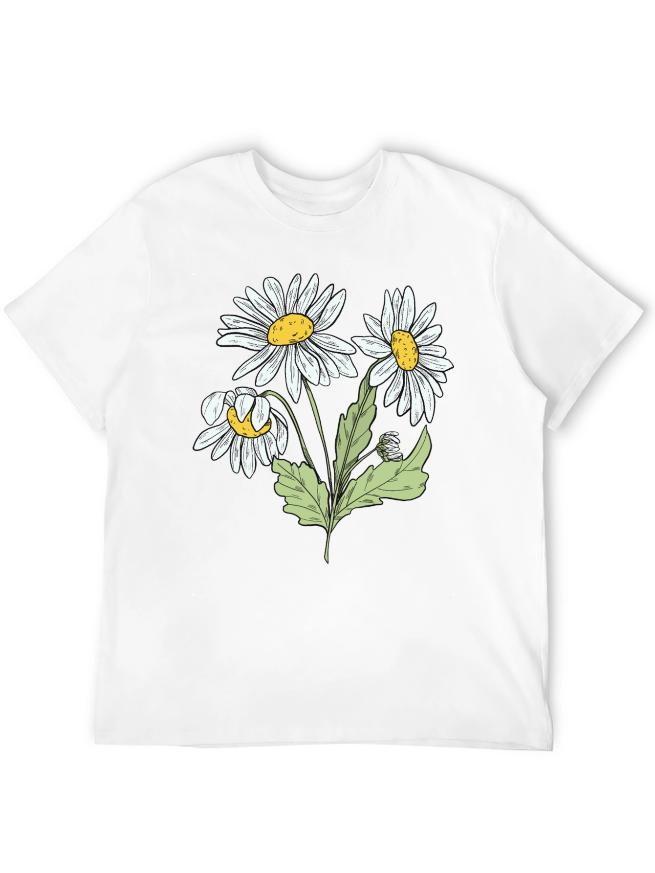 Daisy Graphic Print Black Cotton T-Shirt