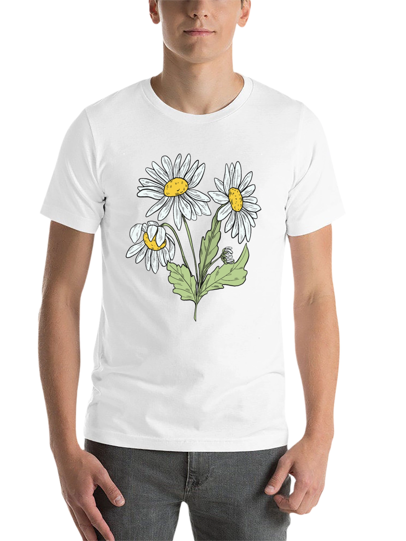 Daisy Graphic Print Black Cotton T-Shirt