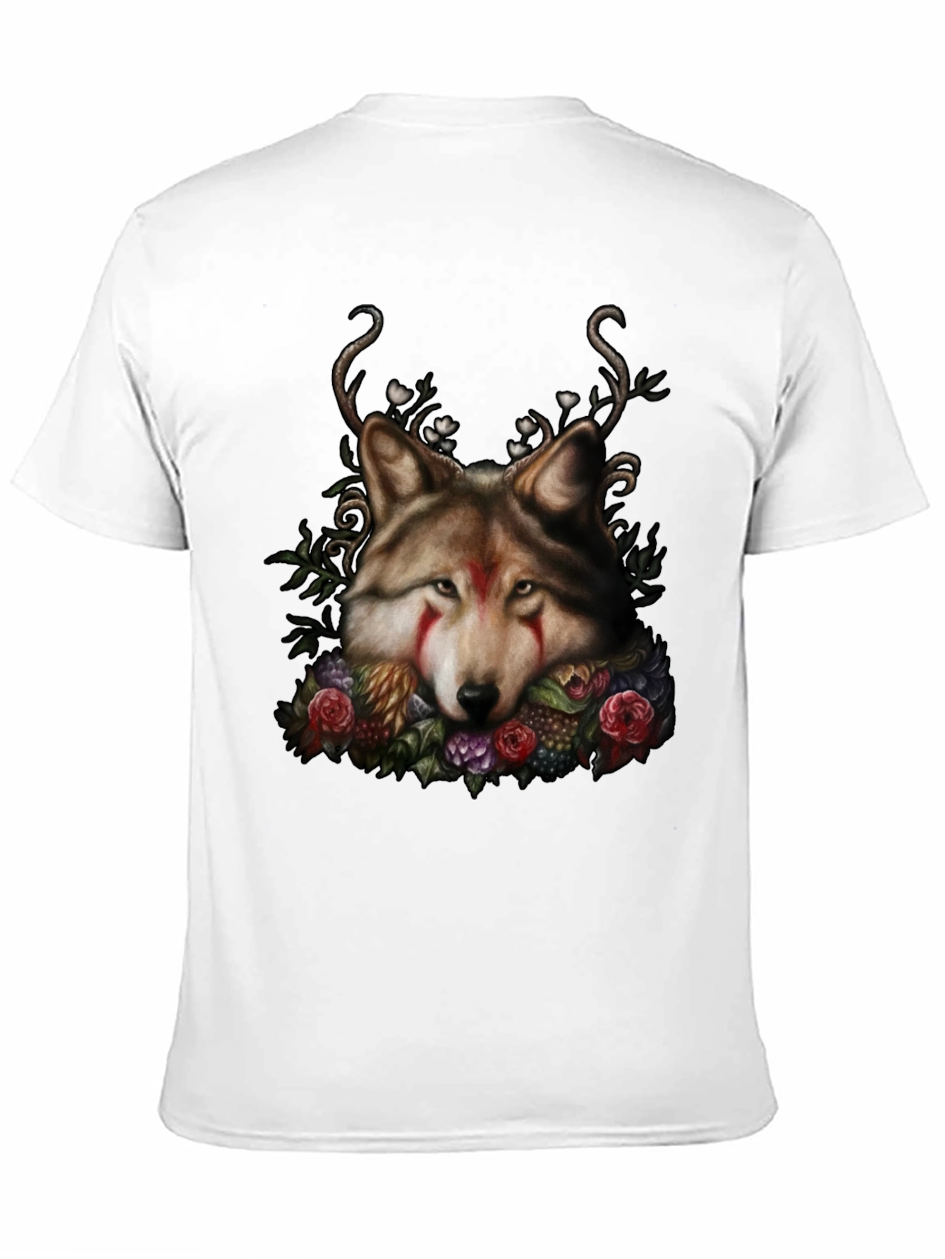 Wolf Floral Black T-Shirt